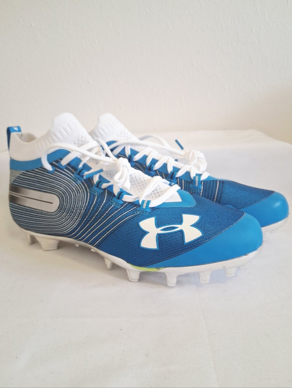 Under Armour UA Spotlight MC Football Cleats Blue White Chrome